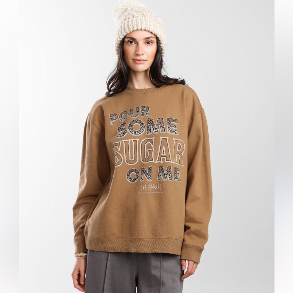 Vinyl Icons Brown Def Leppard Band Sweatshirt S